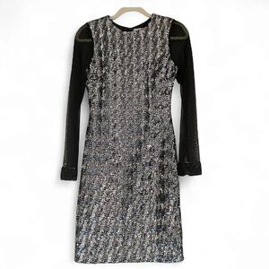 Badgley Mischka Silver Sequin Dress Women’s size 2 NYE